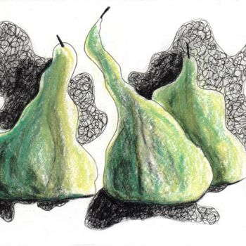 Рисунок под названием "Three pears" - Anna Reshetnikova, Подлинное произведение искусства, Карандаш