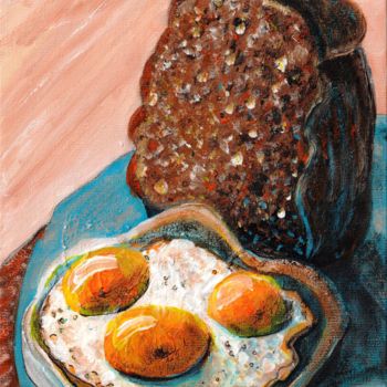 Painting titled "Breakfast" by Anna Reshetnikova, Original Artwork, Acrylic