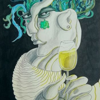 Desenho intitulada "Meet Medusa" por Anna Reshetnikova, Obras de arte originais, Marcador