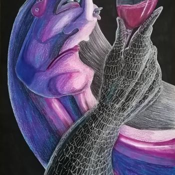 Drawing titled "If you gaze long in…" by Anna Reshetnikova, Original Artwork, Pencil