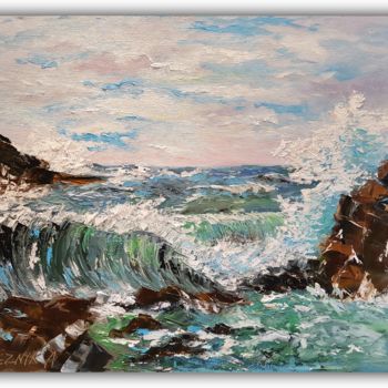 Pittura intitolato "Seascape 40*50cm" da Anna Reznik, Opera d'arte originale, Olio