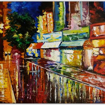 Pittura intitolato "Colorful street vie…" da Anna Reznik, Opera d'arte originale, Olio