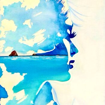 Картина под названием "Deep blue" - Annarita Pancini, Подлинное произведение искусства, Акварель