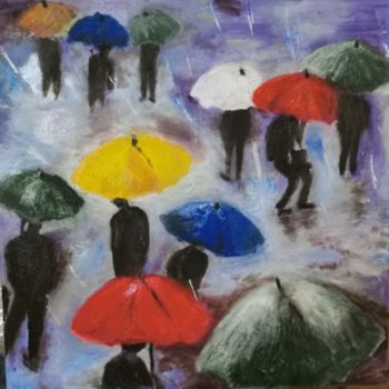 Pintura titulada "Parapluies" por Anna Rita Napolitano, Obra de arte original, Oleo