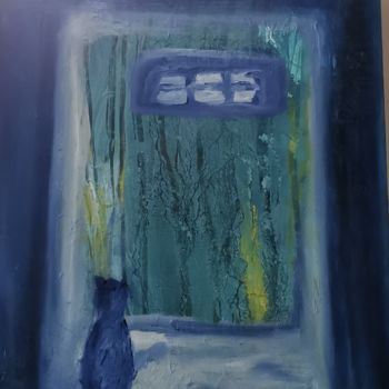 Peinture intitulée "Chat qui regarde la…" par Anna Rita Napolitano, Œuvre d'art originale, Huile