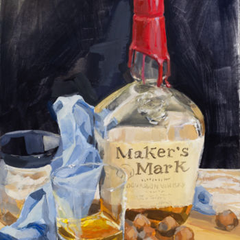 Painting titled "Original Whiskey an…" by Anna Ivanova, Original Artwork, Gouache