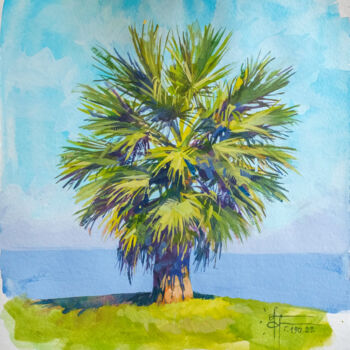 Pintura titulada ""Nice Palm" - Origi…" por Anna Ivanova, Obra de arte original, Gouache