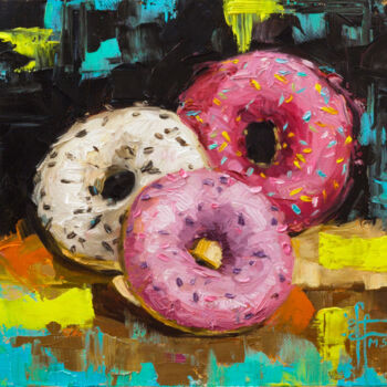 Peinture intitulée ""Donuts" - Original…" par Anna Ivanova, Œuvre d'art originale, Huile
