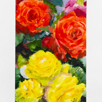 Peinture intitulée ""Roses" - Original…" par Anna Ivanova, Œuvre d'art originale, Aquarelle