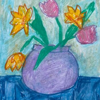 Desenho intitulada "bouquet pour maman" por Annashori, Obras de arte originais, Pastel