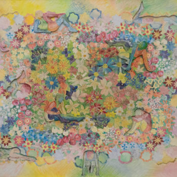 Collages intitulée "Moto di fiori" par Anna Musi, Œuvre d'art originale, Découpages