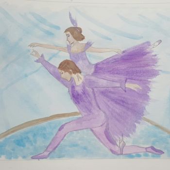 Painting titled "Women and men dance…" by Anna Gogoleva, Original Artwork, Watercolor