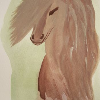 Painting titled "Beautiful horse" by Anna Gogoleva, Original Artwork, Watercolor