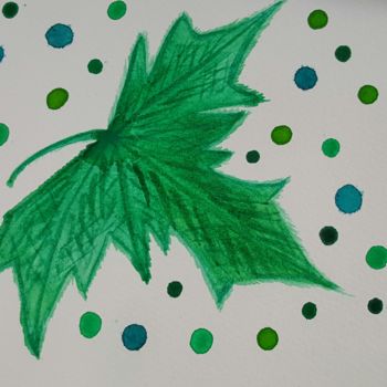 Painting titled "Green" by Anna Gogoleva, Original Artwork, Watercolor