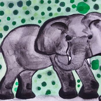 Painting titled "Zoo go" by Anna Gogoleva, Original Artwork, Watercolor