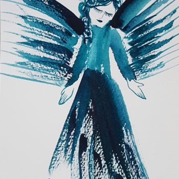Pittura intitolato "Angel" da Anna Gogoleva, Opera d'arte originale, Acquarello
