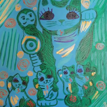 Painting titled "Money Japanese luck…" by Anna Gogoleva, Original Artwork, Acrylic