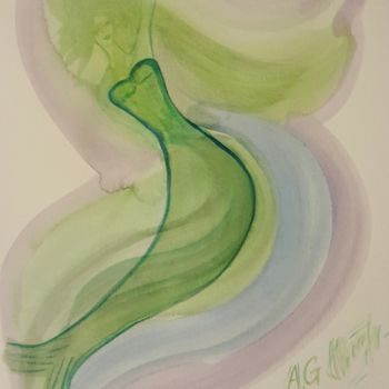 Painting titled "sirena" by Anna Gogoleva, Original Artwork, Watercolor