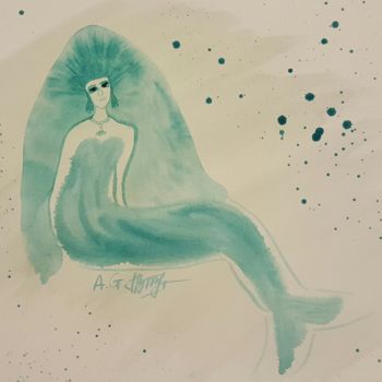 Painting titled "Queen of the seas" by Anna Gogoleva, Original Artwork, Watercolor