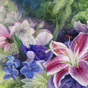 Malarstwo zatytułowany „Floral fantasy” autorstwa Anna Steshenko, Oryginalna praca, Olej