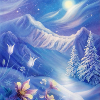 Painting titled "Winter miracle" by Anna Steshenko, Original Artwork, Acrylic