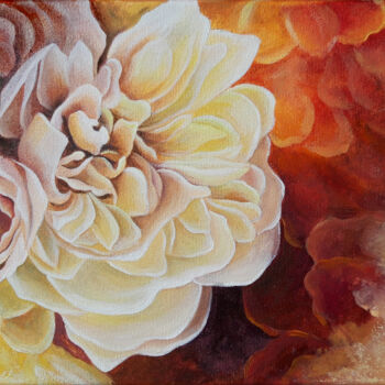 Painting titled "Roses" by Anna Steshenko, Original Artwork, Acrylic Mounted on Wood Stretcher frame