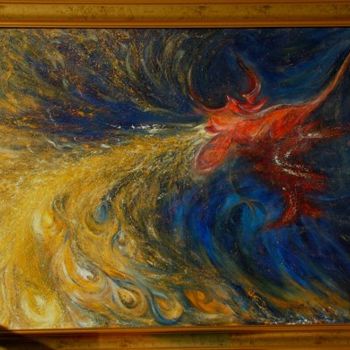 Painting titled "Oiseu de feu" by Anna Iourenkova, Original Artwork, Oil
