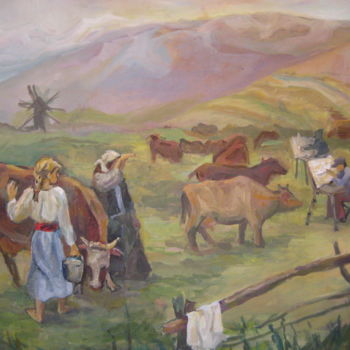 Pintura titulada "Carpathians" por Ann Vereshchaka, Obra de arte original, Oleo