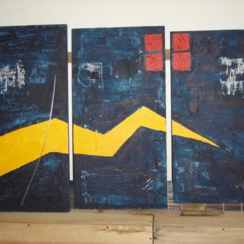 Peinture intitulée "3 éclairs" par Anne Baumer, Œuvre d'art originale, Huile