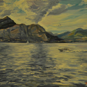 Painting titled "Lake of Como 1 - Оз…" by Anna Bogomolova, Original Artwork, Oil