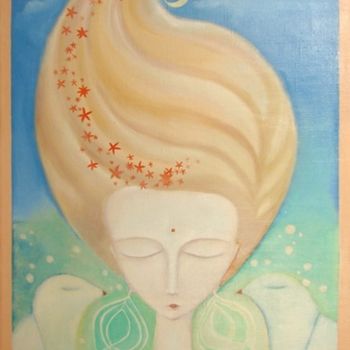 Painting titled "Moon" by Anni Boreiko, Original Artwork, Oil