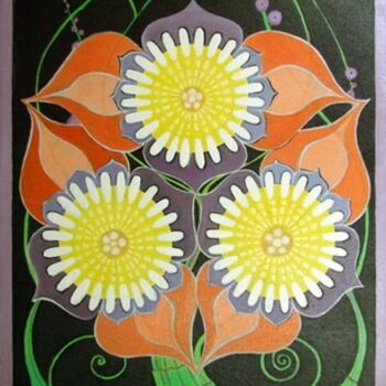 Картина под названием "Flowers" - Anni Boreiko, Подлинное произведение искусства, Масло