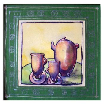 Pintura intitulada "tea brake" por Anni Boreiko, Obras de arte originais, Óleo
