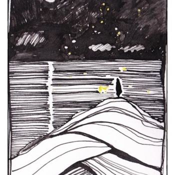 Drawing titled "moon night" by Anni Boreiko, Original Artwork, Other