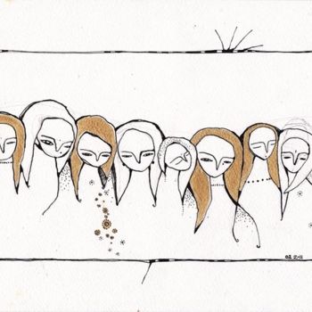Drawing titled "Ladies in my head" by Anni Boreiko, Original Artwork, Other