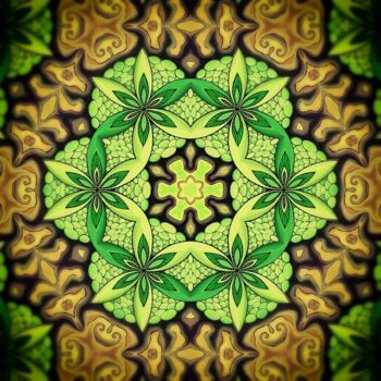 Digital Arts titled "Fractal Flower Green" by Anni Boreiko, Original Artwork, 2D Digital Work