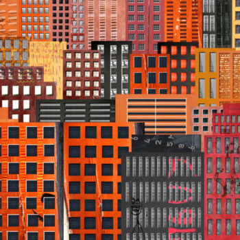 Photographie intitulée "Buildings N°76#Sin…" par Aal, Œuvre d'art originale, Photographie manipulée Monté sur Aluminium