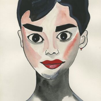 Painting titled "Audrey" by Anne Anh-Dào, Original Artwork, Watercolor