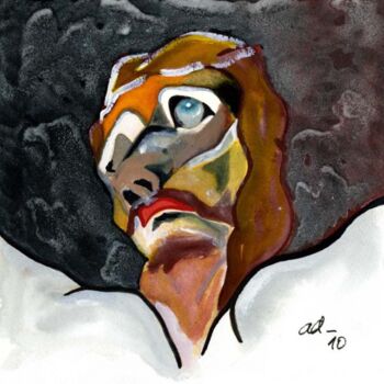 Painting titled "Mon Dieu !" by Anne Anh-Dào, Original Artwork, Watercolor