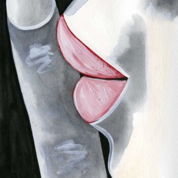Painting titled "KEEP A SECRET" by Anne Anh-Dào, Original Artwork, Watercolor