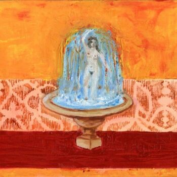 Peinture intitulée "La fontaine" par Anne Aubert, Œuvre d'art originale, Huile
