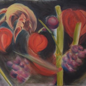Painting titled "Acarien et plantes" by Anne B, Original Artwork