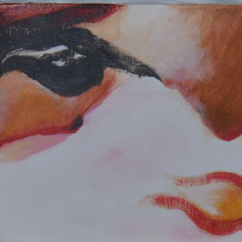Painting titled "oeil noir rouge ocre" by Anne B, Original Artwork