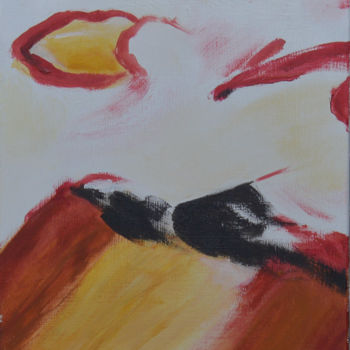 Painting titled "Grand oeil rouge oc…" by Anne B, Original Artwork