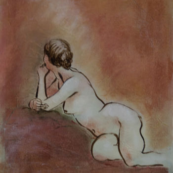 Painting titled "Femme alanguie" by Anne B, Original Artwork