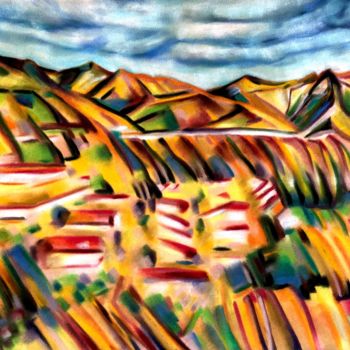Peinture intitulée "Montagnes sévillanes" par Anne Brigaud, Œuvre d'art originale