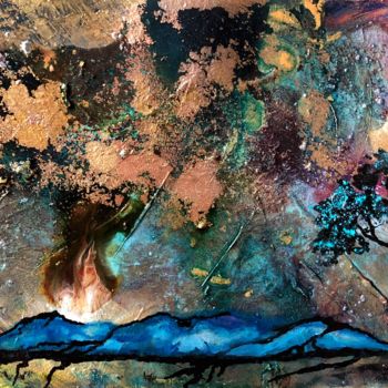 Pittura intitolato "Volcan à l´arbre bl…" da Anne Brigaud, Opera d'arte originale