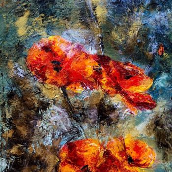 Painting titled "Coquelicots #4" by Anne Brigaud, Original Artwork