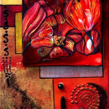 Peinture intitulée "Tulipes en rouge et…" par Anne Brigaud, Œuvre d'art originale