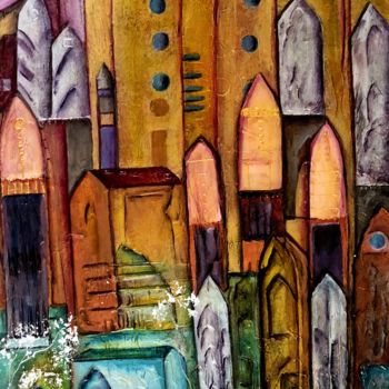 Painting titled "Forteresse aux six…" by Anne Brigaud, Original Artwork